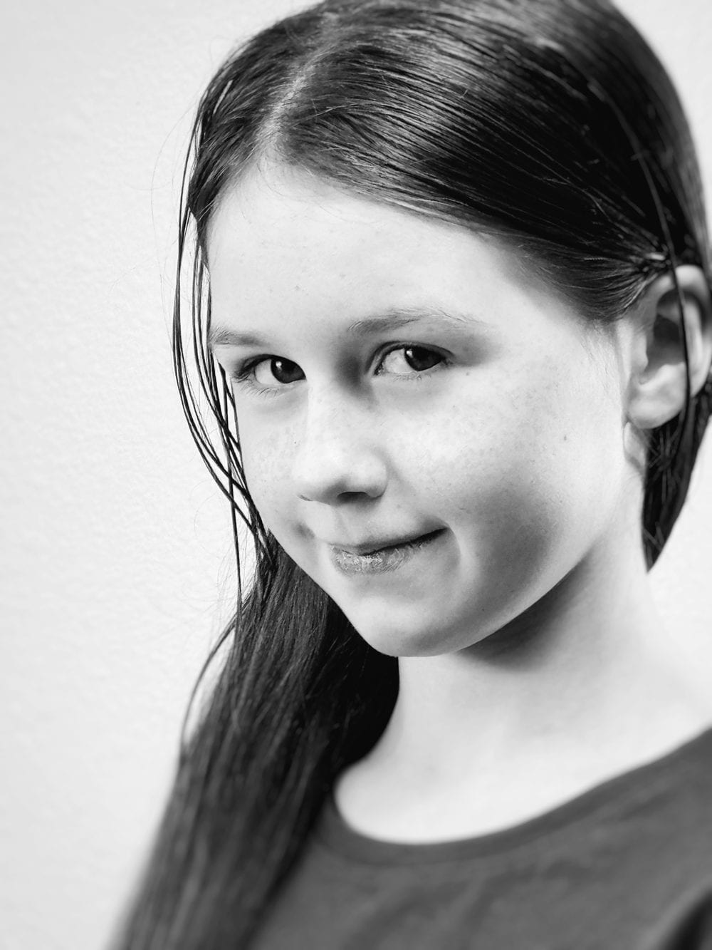 Portrait of a girl in black and white